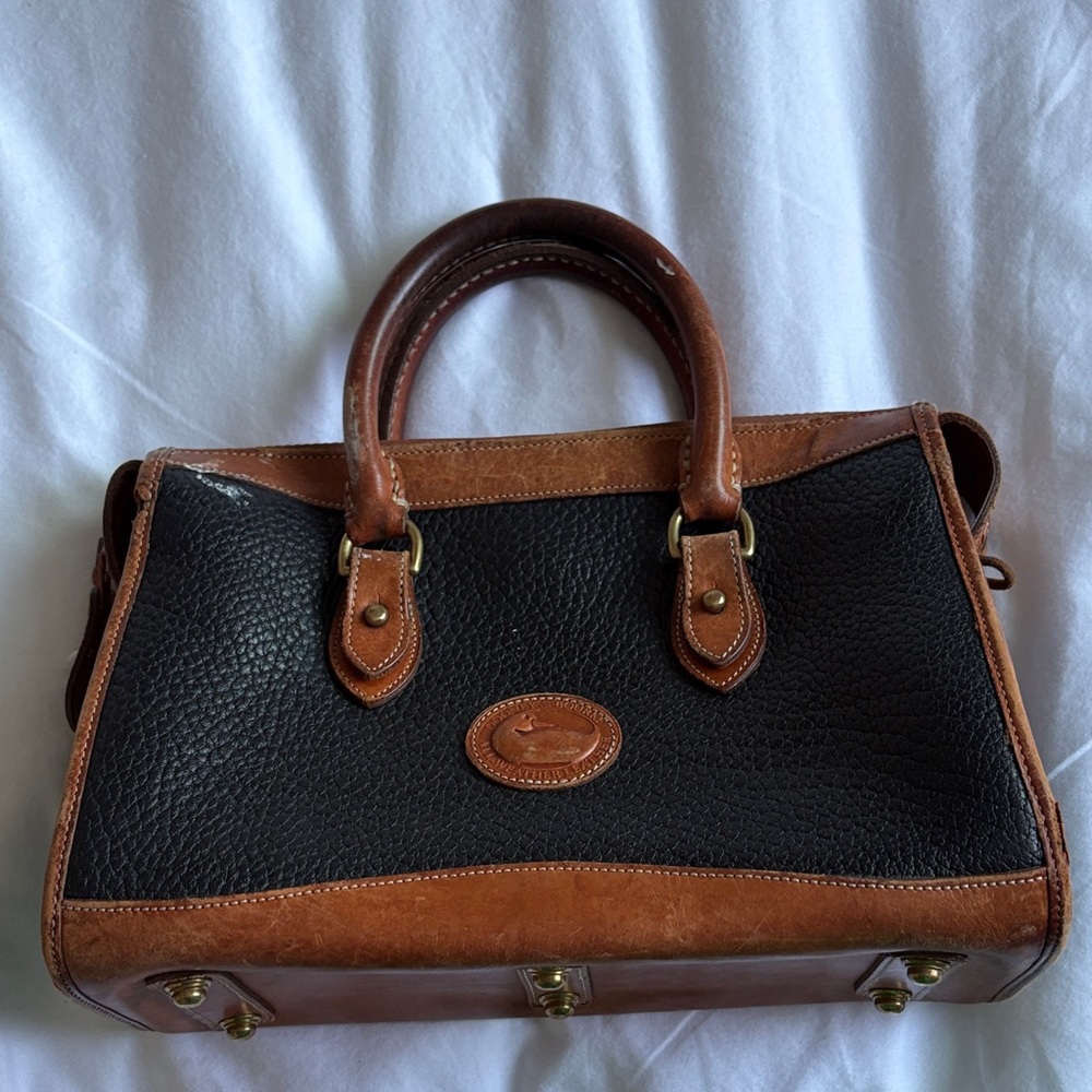 Vintage, classic Dooney & Bourke Black and Brown Leather Hand bag